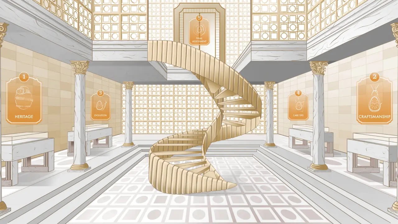 Un jeu de formation produit Bvlgari : un escalier en spirale doré